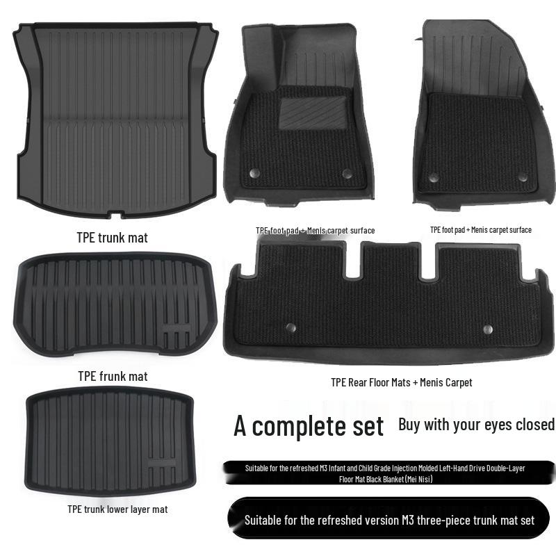 Custom TPE Floor and Trunk Mats for Tesla Model 3 & Y
