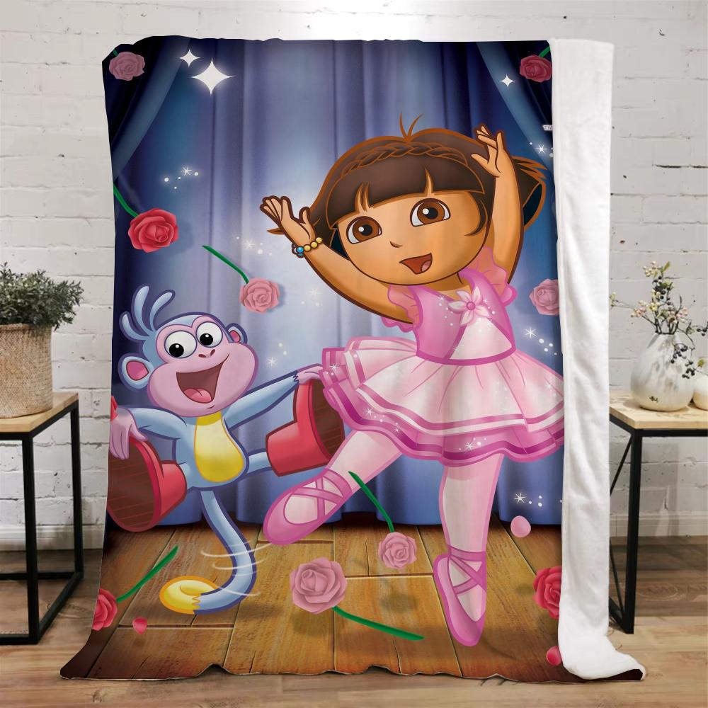 Dora the Explorer Cotton Blanket for Sofa Decoration Luxury Blankets King Size Bed Throw Home Interior Beach Towel Knitted Plaid