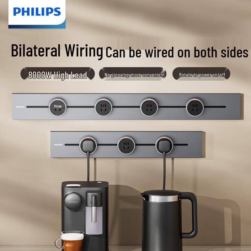 Philips Aufputz-Bewegliche Schienensteckdosenleiste CN-Stecker (Adapter enthalten)