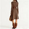 Fashionable Women's Elegant Western Round Neck Knitted Long Sleeved Spring And Dress