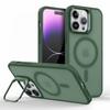 Metal Camera Kickstand For iPhone 16 15 14 Plus 13 12 Mini 11 Pro Max For Magsafe Wireless Charge Magnet Matte Shockproof Cover