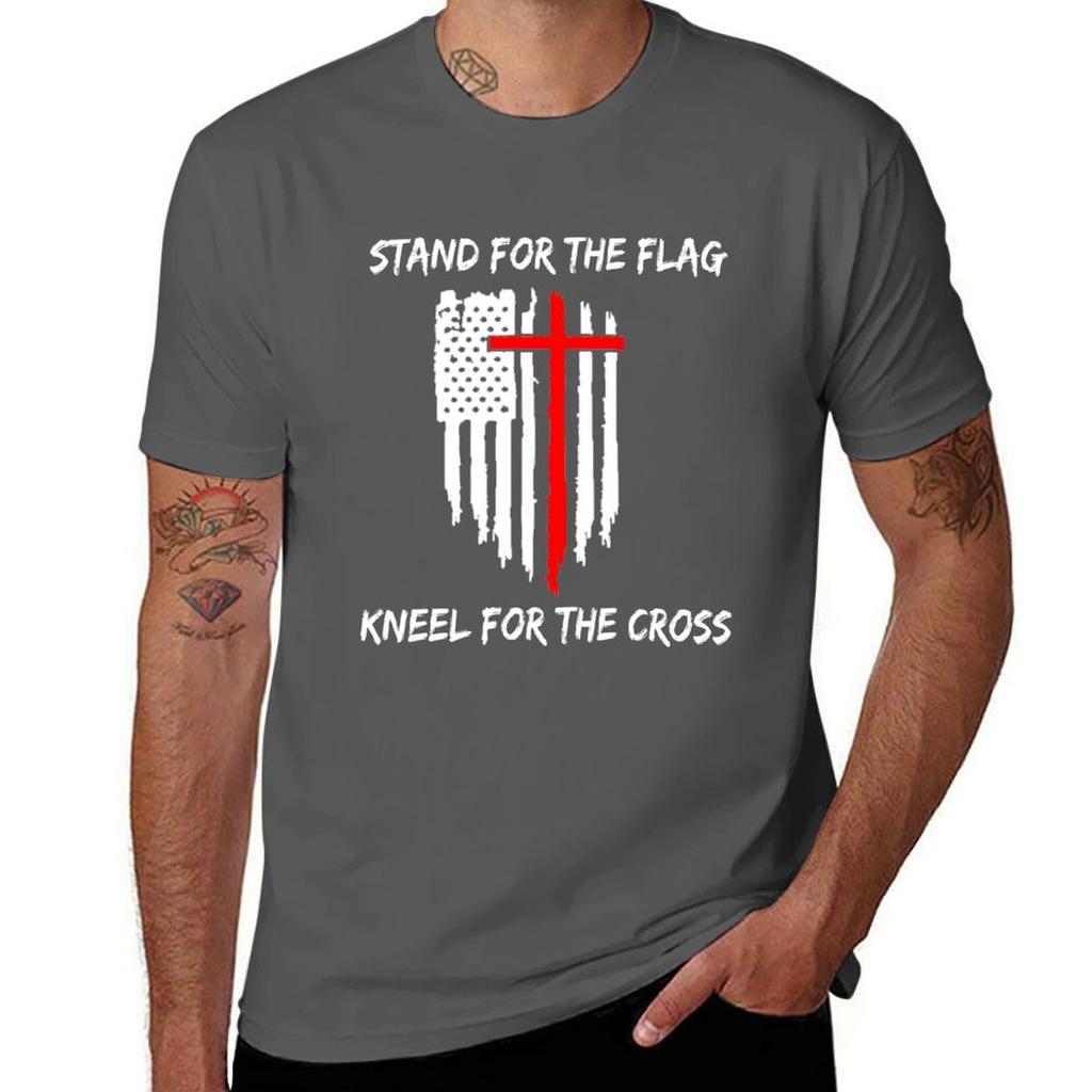 Stand For The Flag Kneel For The Cross Tshirt Outdoor Sports Short Sleeve Top