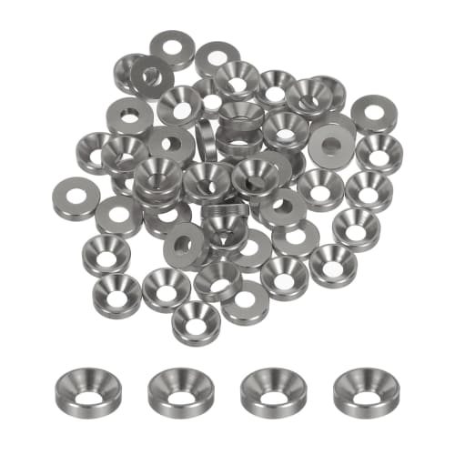uxcell M4 Countersink Washers, Cone Cup Type, Anodized Aluminum Gasket Cup Head Washers for RC/FPV/PC/Drone/Machine Accessories Model Parts, 50pcs (Ti