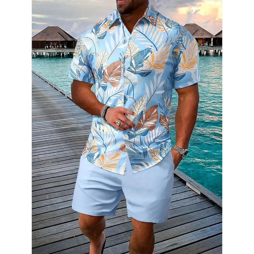 Funny 3D Print Men's Luxury Shirt Sets Hawaiian Fashion Lapel Short Sleeve Shirts+Shorts 2 Piece Outfit Summer Casual Loose Suit