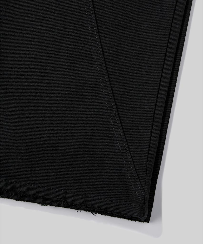 Beodeonteu Cut-Out Layered Cargo Wide Cotton Pants [Black]