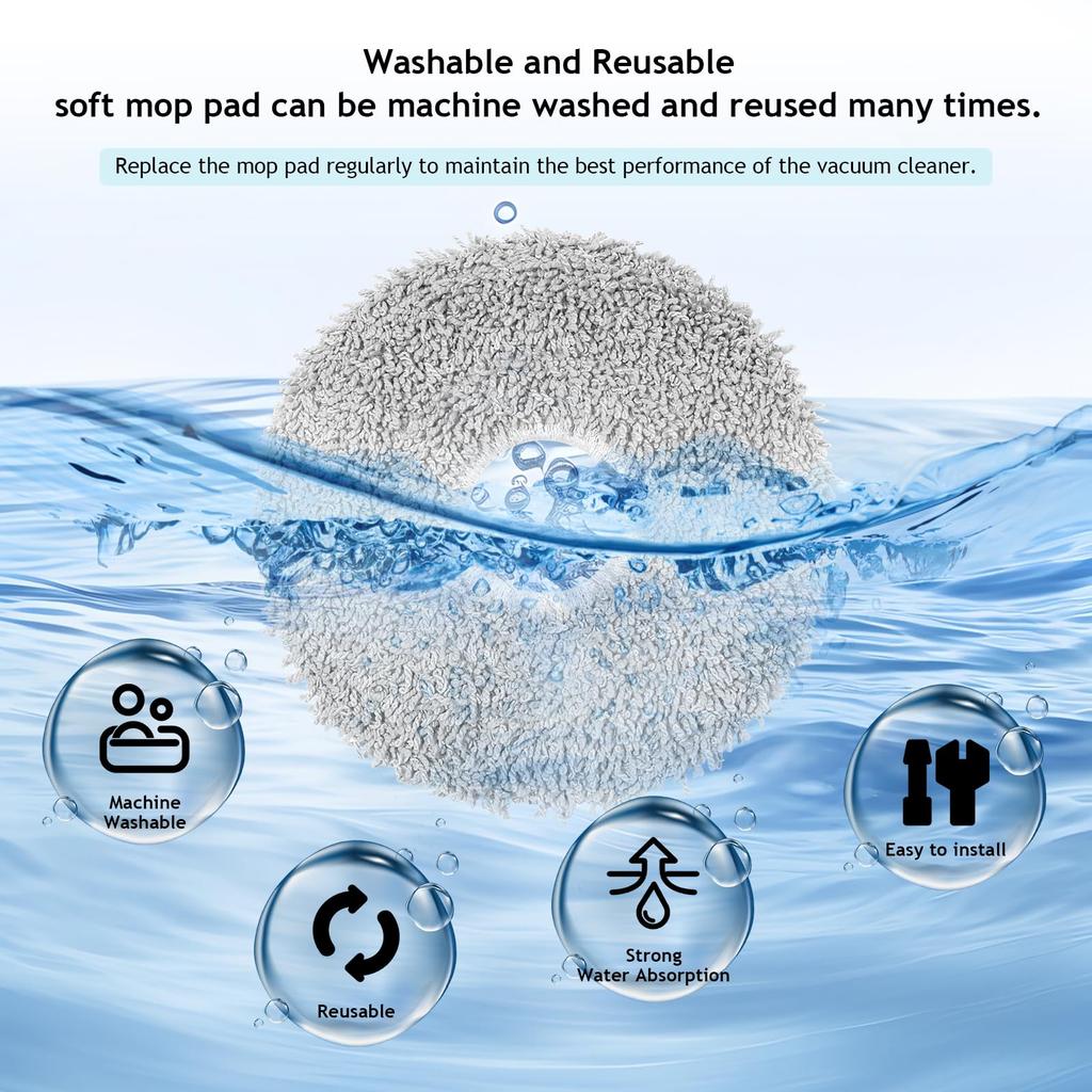 Compatible ECOVACS robot vacuum cleaner replacement mop kit for DEEBOT N30 Pro T30 Pro T30C T50 Pro X2 X2 X1 X1e X1 T20 T20 and T20 Omni, Omni, Omni,