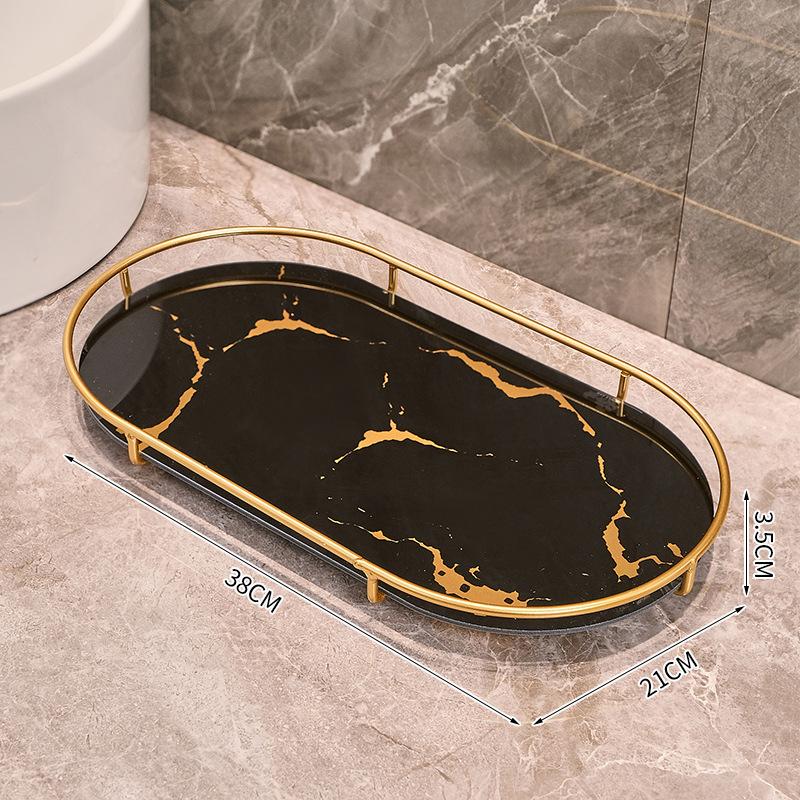 Estante de Baño Lavabo Escritorio Lujosa Bandeja para Cosméticos Simple Base Transparente Apto para Húmedo Pequeño Hogar Individual Estable Ligero Frío Real Lateral