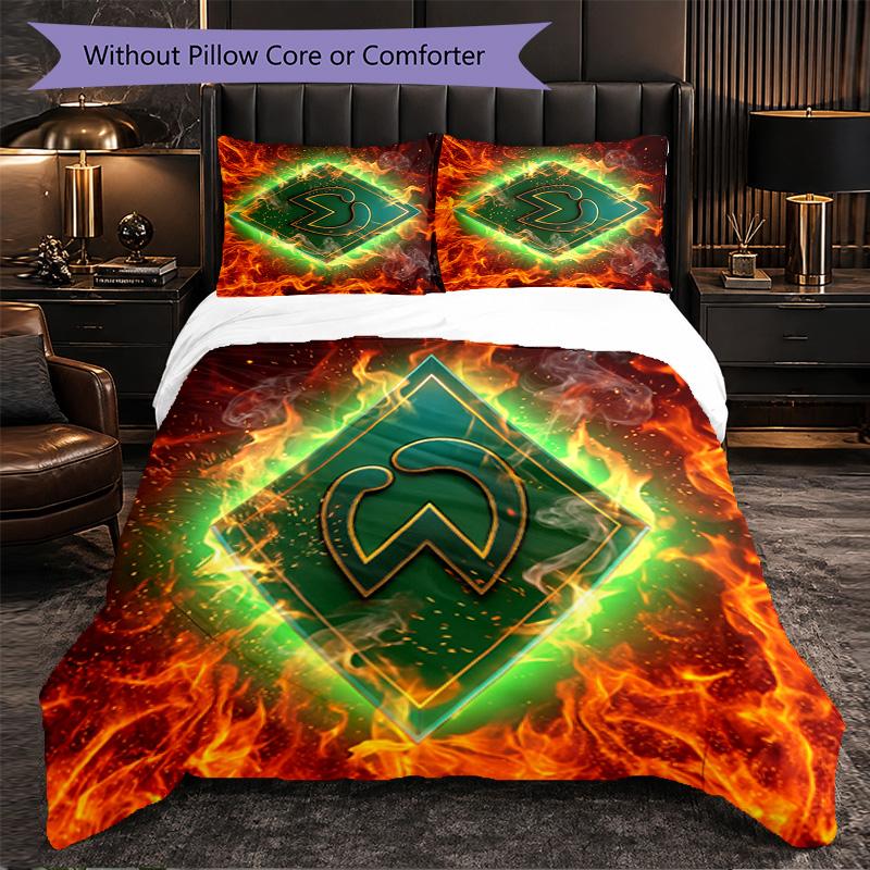 Set Biancheria da Letto Calcio Werder Bremen 3 Pezzi Morbido Set Copripiumino con Federe Set Decorazione Camera da Letto per la Casa