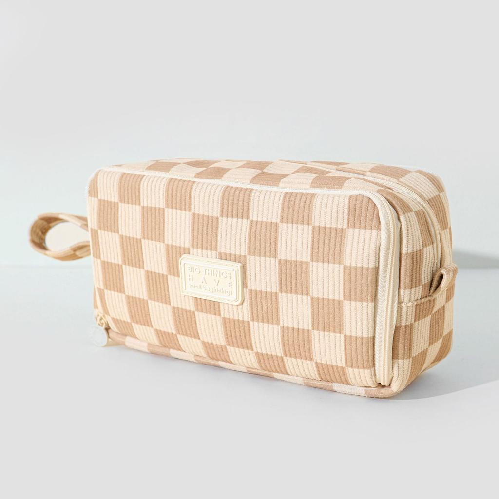 Corduroy Pencil Case Large Capacity Stationery Bag Vintage Style Zipper Pouch for School Students Unisex