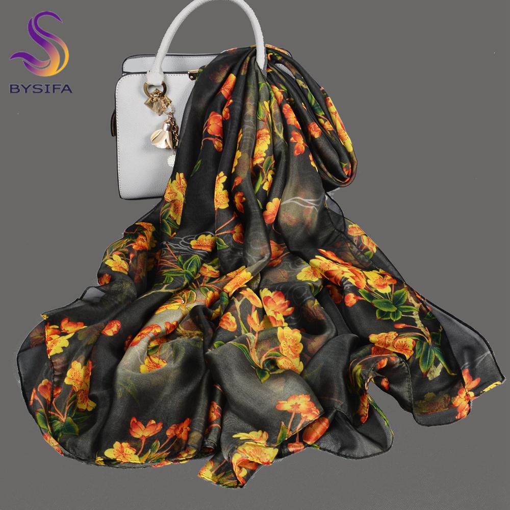 Light Green Silk Scarf Ladies Spring Fall Winter Floral Large Size Long Scarves Wraps Summer Beach Shawl Cover-ups