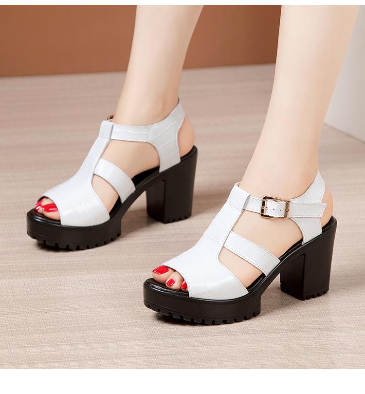 Fashion Block Heel Platform Sandals Women Shoes Summer 2026Patent Leather High Heels Sandals Ladies Office Sandal Big Size32-43