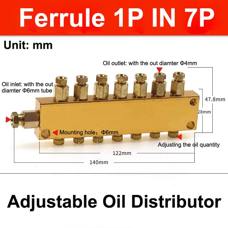 Aluminum 2/3/4/5/6/7/8/10/11/12 Way Adjust Lube Oil Piston Distributor Value Manifold Block 6mm Inlet 4mm Outlet for Lubrication