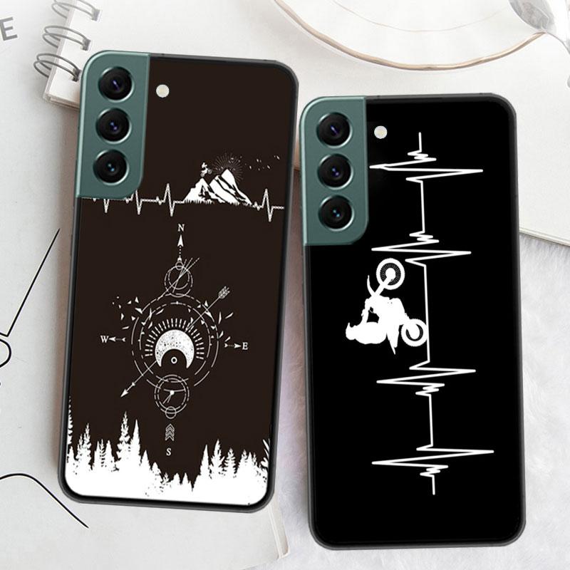 Motorcycle Heartbeat Phone Case For Samsung Galaxy S22 S25 Ultra S21 S10 Plus S26 Edge S20 S23 S24 FE Cover Silicone Soft TP