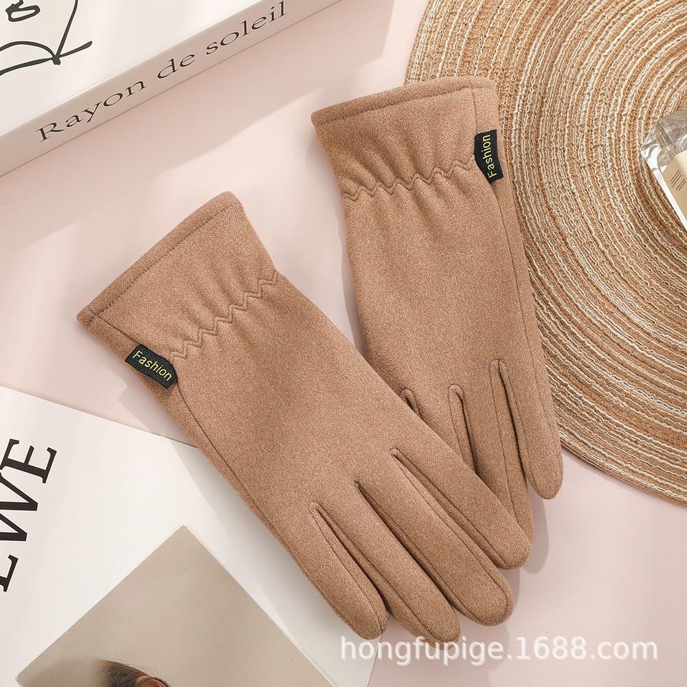 Warm gloves Three-line rabbit velvet men's and women's fashion cold-proof velvet outdoor cycling autumn and winter gloves