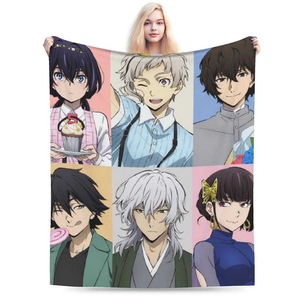 Super Soft Bungos Strays Dogs Manga Atsushi Nakajima Throw Blanket Premium Fleece Flannel Blanket Cozy Plush Blankets All Season
