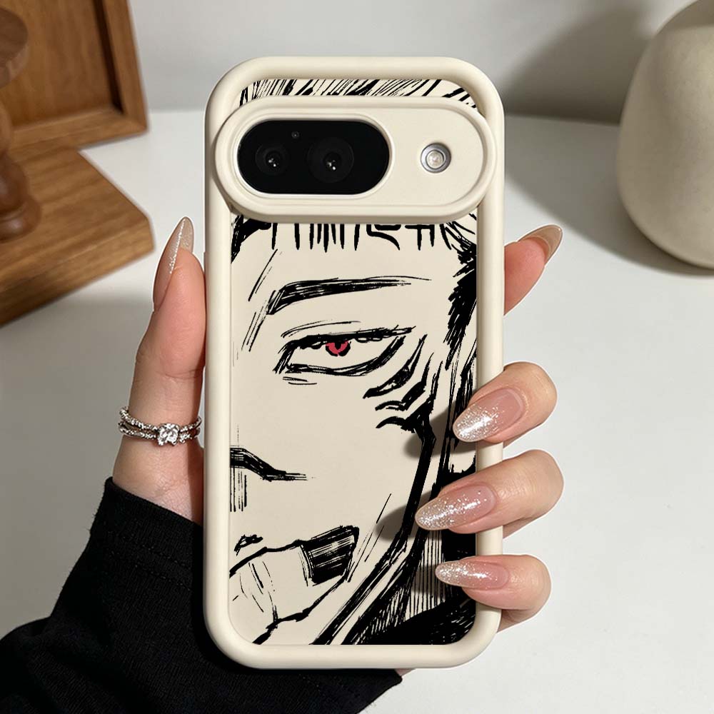 J-Jujutsu Kaisen Anime Silicone Case For Google Pixel 10 9 8 7 9a 8a 7a Pro XL Eye Ladder Phone Case