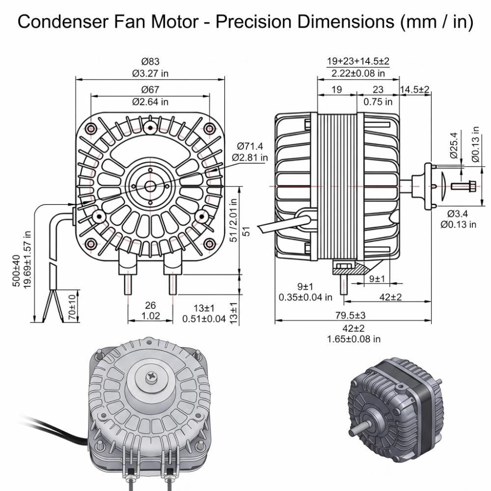 120V Condenser Fan Motor 1550 RPM Replacement Motor Durable High Speed Motor For Radiator