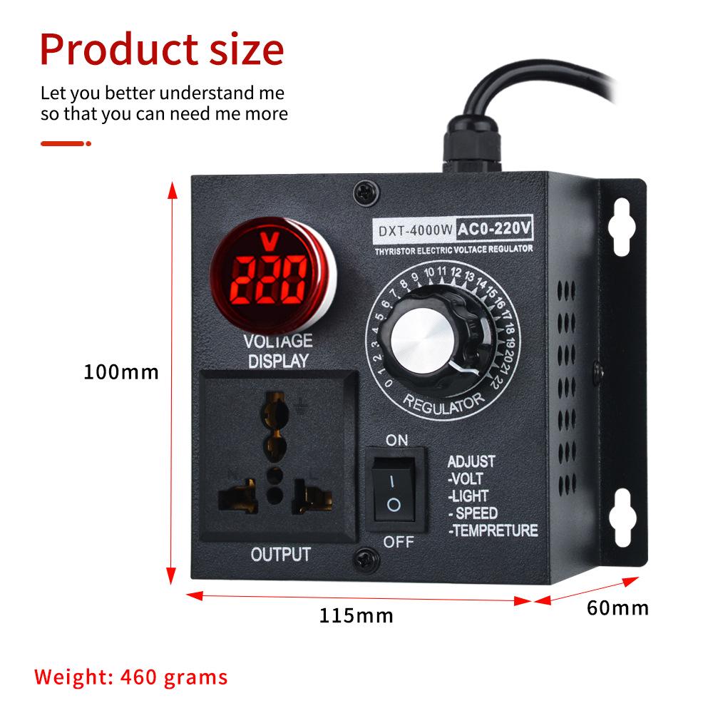 220V Stepless 4KW Ceiling Fan Speed & Temperature Control Switch with Dimming and Angle Grinder Reducer