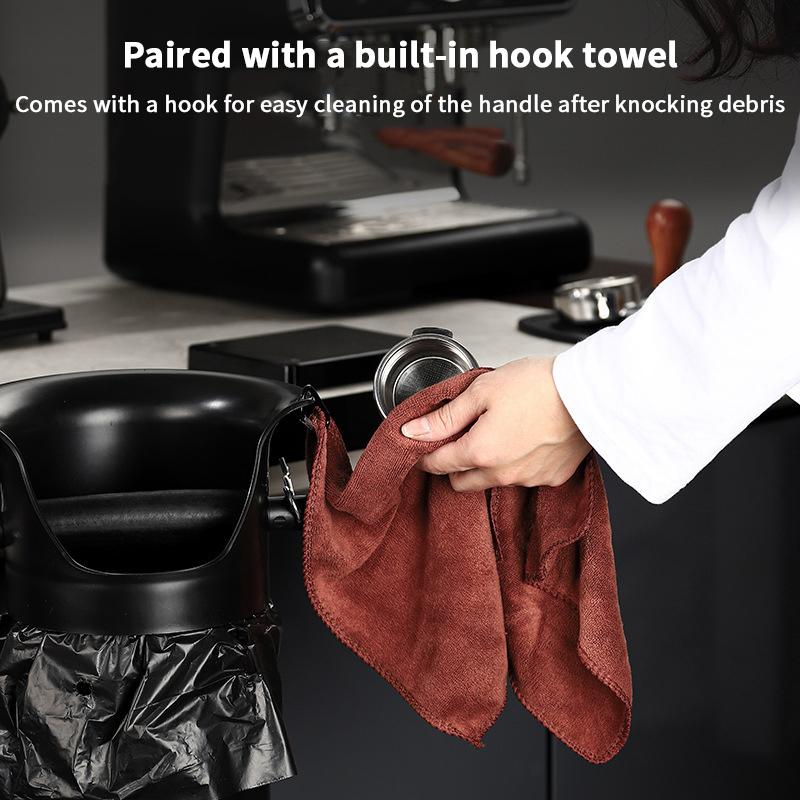 Large Capacity Coffee Knock Bucket With Towels Espresso Coffee Grounds Container Floor Collector Standing Tall Knock Trash Can