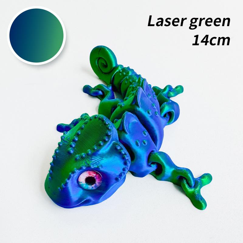 10/14CM 3D Printed Chameleon Figurine Joint Movable Chameleon Model with Simulation Eyes Gradient Color Chameleon Toy Gifts Kids