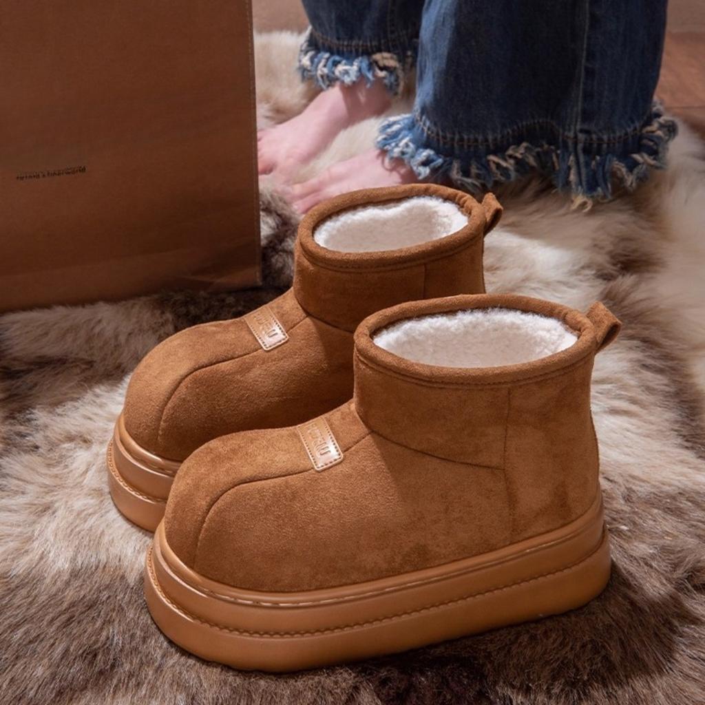 36-45 Thick Soled Warm Cotton Shoes for Women, Winter Outerwear, Anti Slip, Odor Proof, and Fleece Cotton Slippers for Women