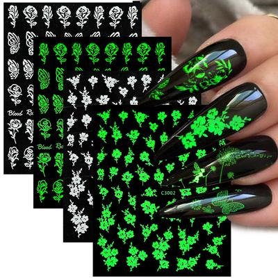 Nail Art Stickers, Small Flower Butterfly Luminous Stickers, Halloween Funny Party Party Luminous Nail Stickers