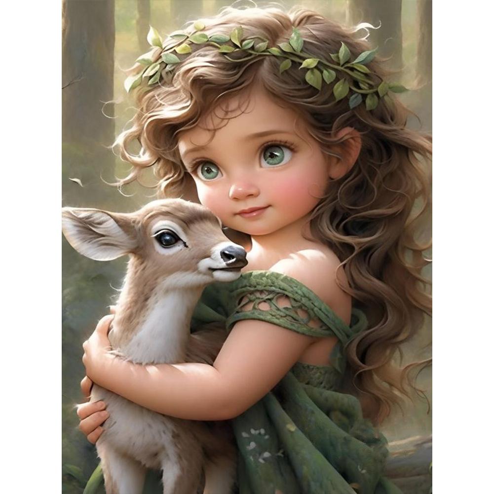 5D DIY Full Round Drill Diamond Painting Sweet Girl Kit Home Decor Art Craft