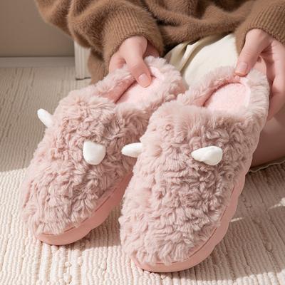Winter Cotton Slippers Cute Ears Couple Home Indoor Warm Shoes Non-slip Plush Slippers