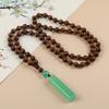 Vintage Dongling Jade Pillar Necklace Crystal Pendant Mahogany Sweater Chain Women's Simple Pendant Cotton and Linen Accessories