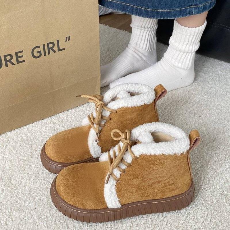 

Retro Giant Versatile Fleece Warm Women s Winter Short Cotton Shoes Cotton Boots Fashion Casual Snow 40 жёлтый