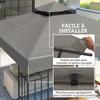 Gazebo Canopy 3 X 3 M Replacement Canopy for 2-tier Gazebo UPF30+ Protection Drainage Holes Grey