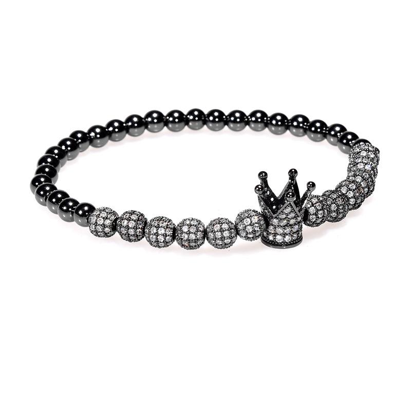 2026 Stretch 3-piece Crown Bracelet Micro-inlaid Bent Pipe Bracelet European and American Style Jewelry