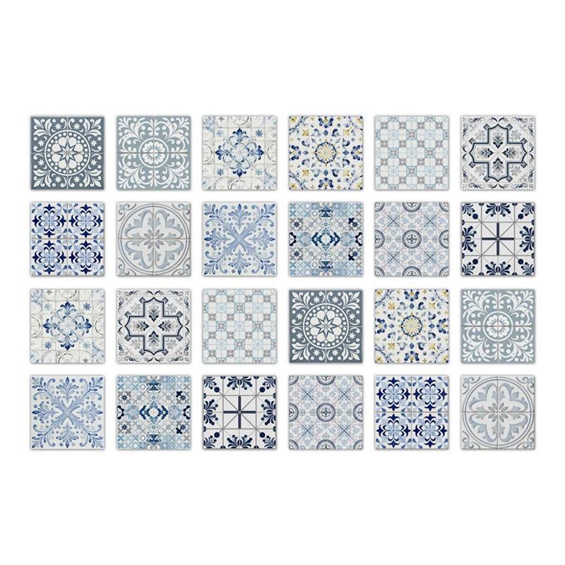 24pcs 15x15cm Tile Decorative Sticker PVC Self Adhesive Wallpaper