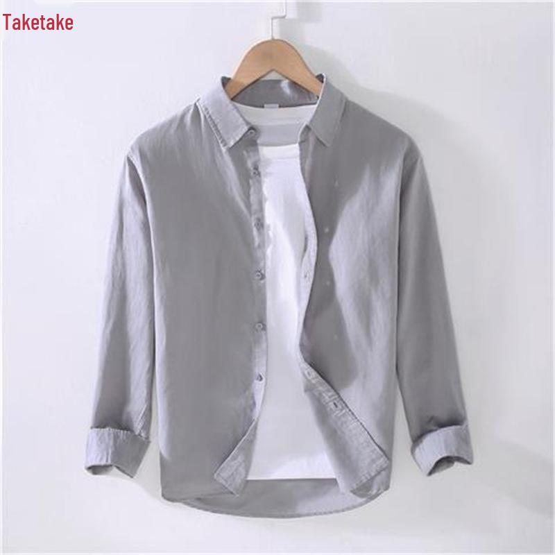 Men's Summer Linen Sun Protection Shirt Jacket - Thin, Long-Sleeved, Cotton/Linen Blend, Casual Outerwear Top