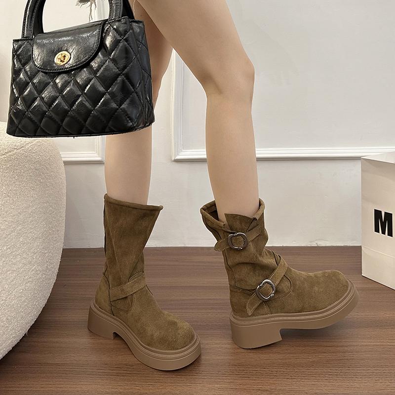 Fashion Autumn Women Ankle Boots Low Heels Slip On Shoes Fashion Square Toe Comfortable Short Botas Zapatos De Mujer