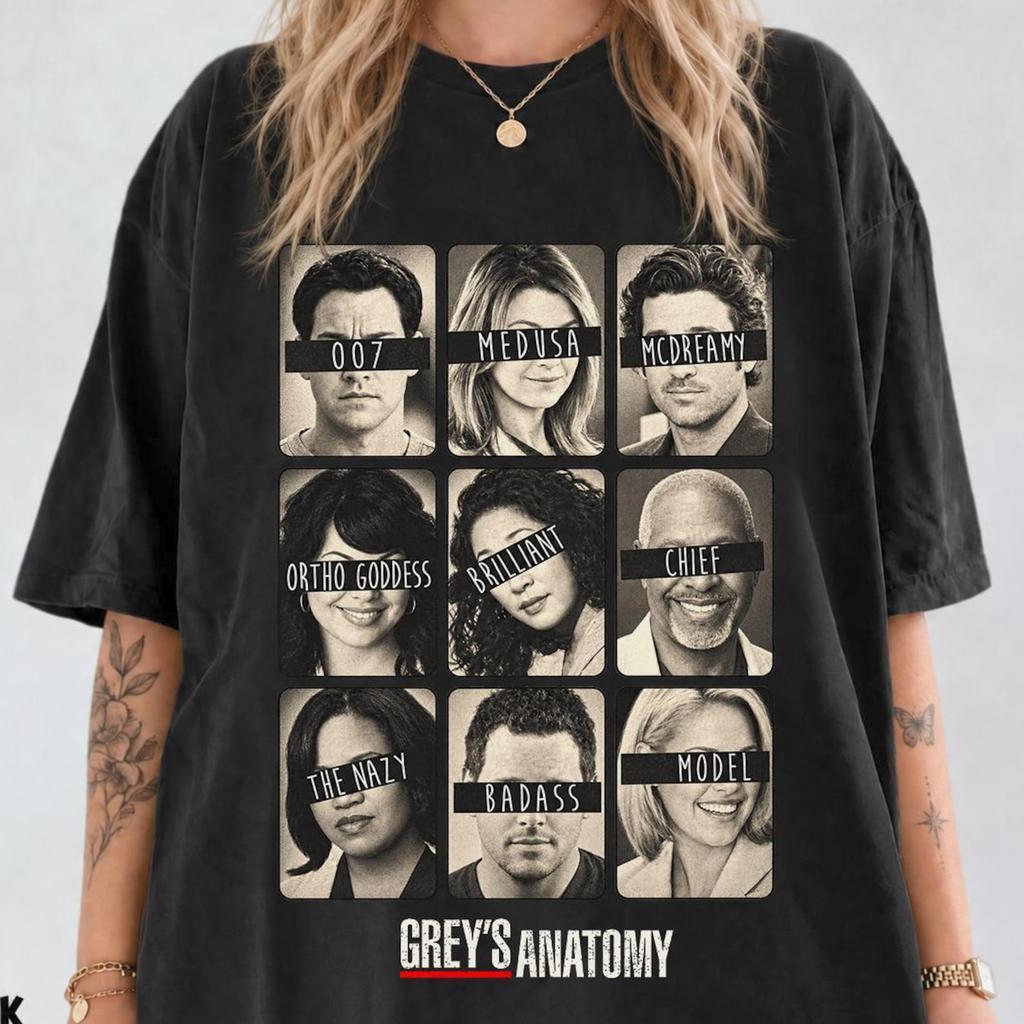 Greys Anatomy Characters Shirt, Meredith Grey Derek Shepherd Cristina Yang Vintage Graphic Tee