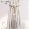 2 PCS Adjustable Cotton Cord Curtain Tiebacks Curtain Straps Bohemian Chic Log Loop Hand Woven Curtain Buckle Strap With Tassels