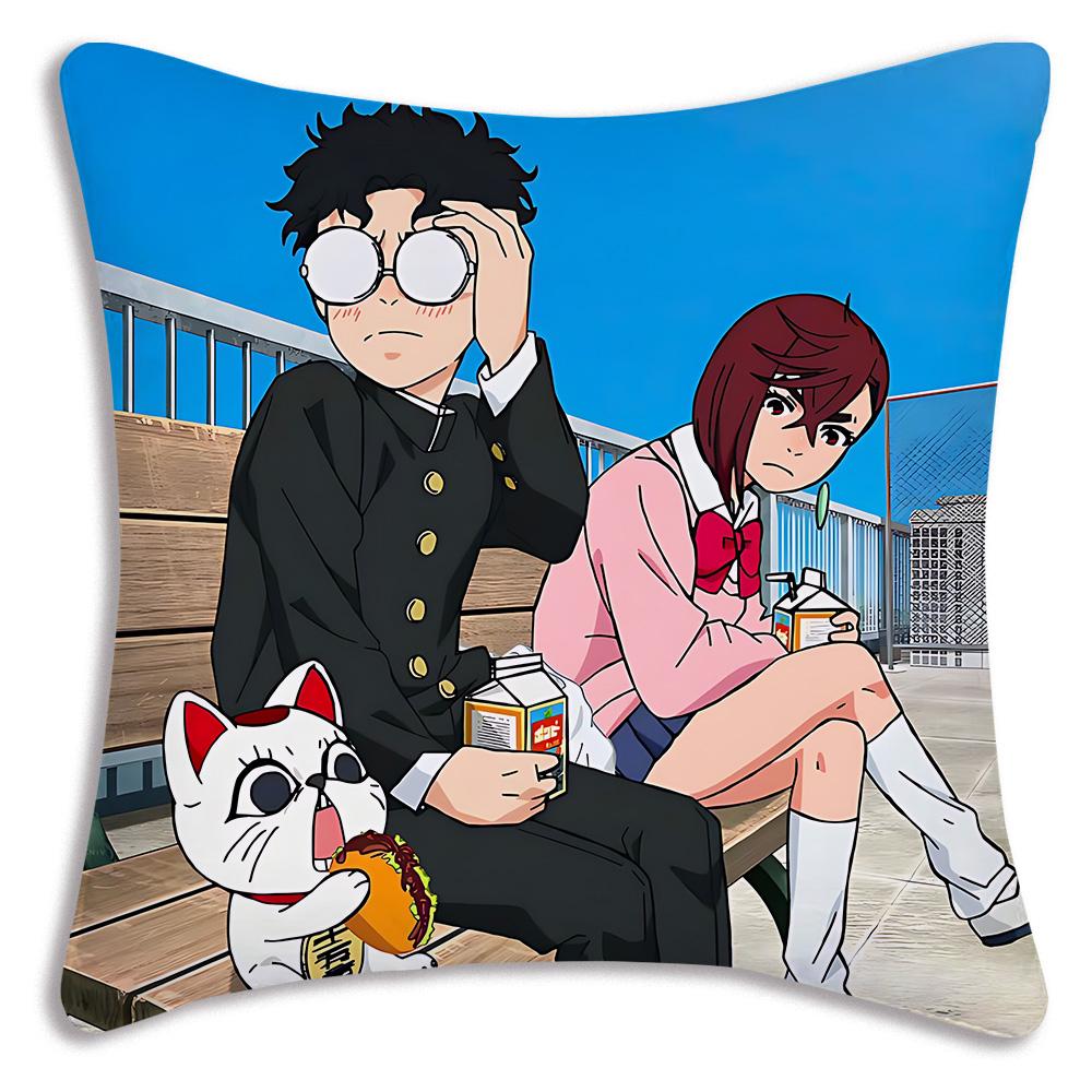 Comic cartoon D-Dandadans Pillow Covers Cartoon Sofa Decorative Home Double-sided Printing Short Plush Cute Cushion Cover