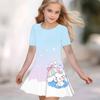 Girls 3D Print Dresses Kids Girl Party Short Sleeve Princess Dress Tank 3D  Cute Cartoon  Print Dress