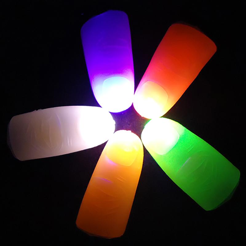 2pcs Thumb Finger Light Luminous Finger Light Magic Trick Props Halloween 2025 Decoration Glowing Fingers Glow In The Dark