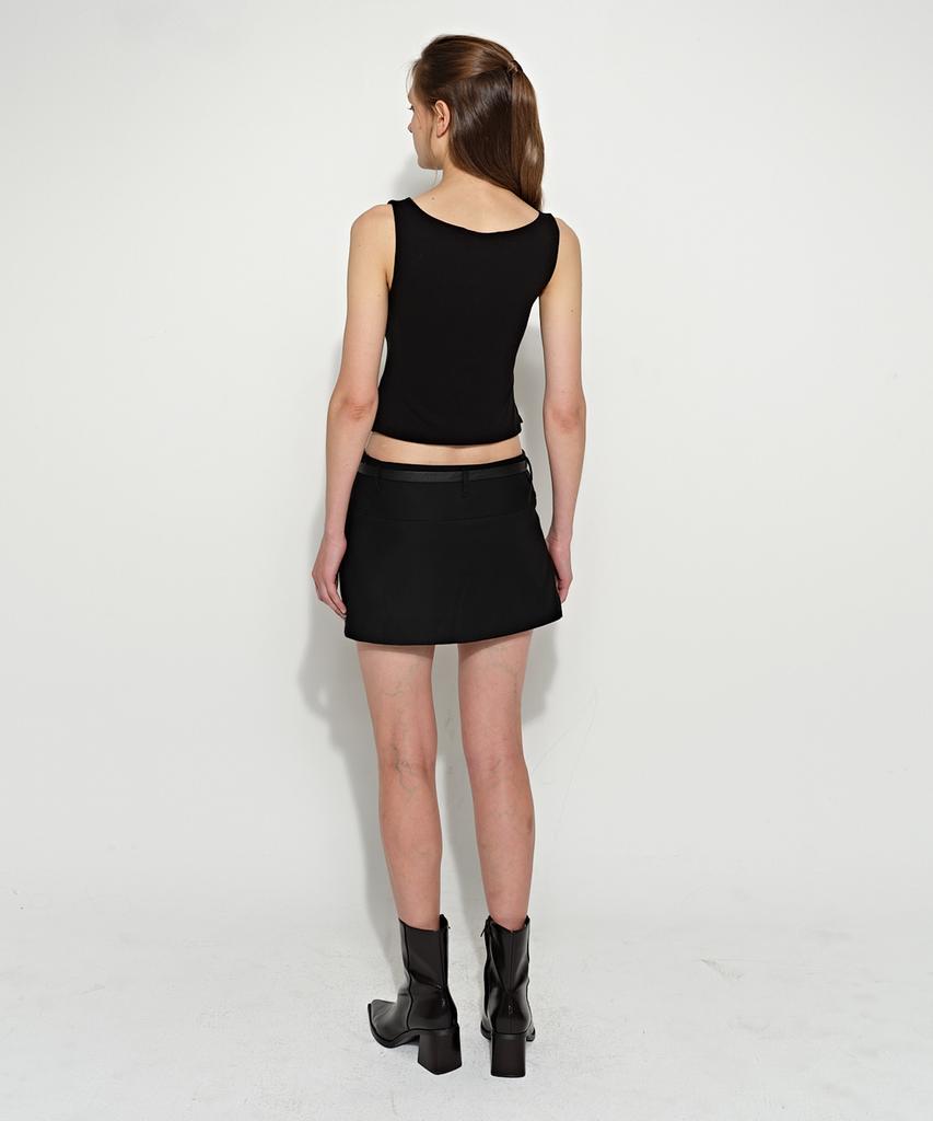 Beulaiteun Slit Mini Skirt Pants Black