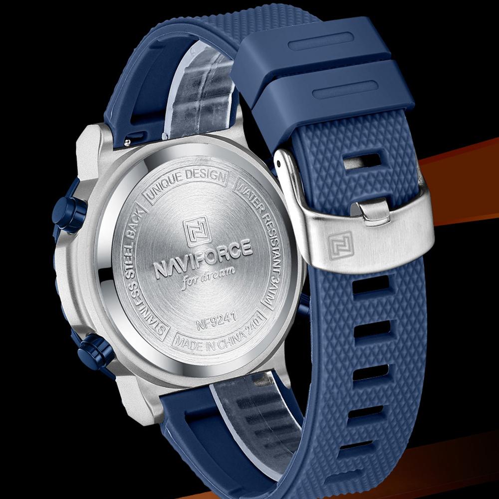 Naviforce Men's Sports LCD Digital Watch Silicone Strap Waterproof Night Mode Chronograph Week Multifunctional Outdoor Men's Boy Watch NF9241T
