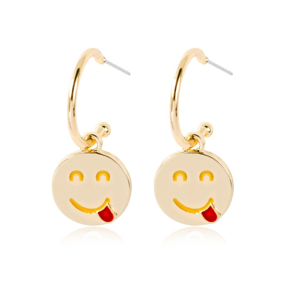 

Heart Trendy Geometric Eyes Earrings Alloy Material Fashionable Statement Jewelry Tongue Out