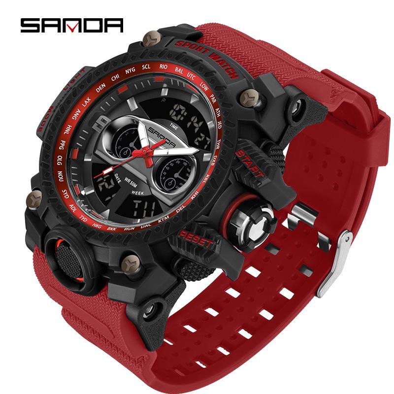 Sanda Men's Trendy Multifunctional Waterproof Sport Wristwatch.