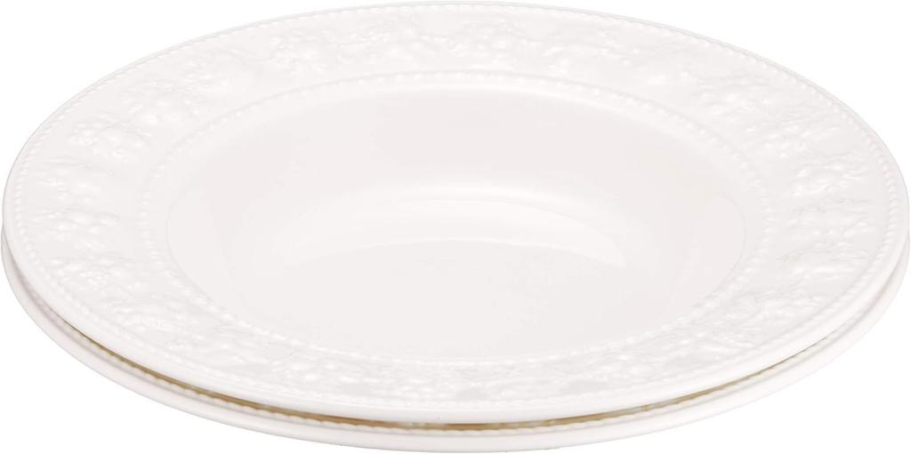 Wedgwood Official Wedding Gift Festivity Ivory Pair Soup Wedding Gift for the Bride and Officially Imported Wrapping Plates, 23cm, Tableware, Groom,