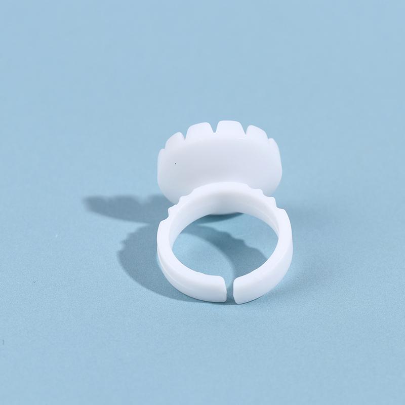 100Pcs Disposable Eyelash Extension Rings Lash Glue Fan Cup Finger Holder Fans