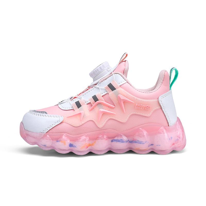 Mesh Sports Shoes with Rotating Buttons for Boys - Soft Sole Running and Basketball Shoes for Children
