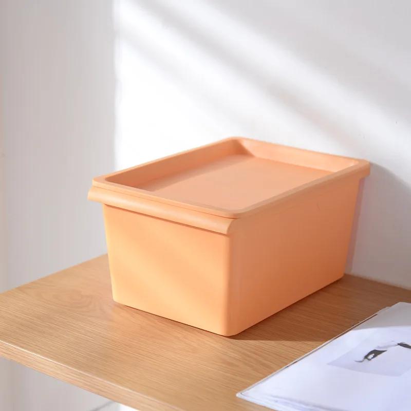 Desktop Plastic Storage Box with Lid Home Makeup Clothes Underwear Sundries Toy Cosmetics Storage Basket Kitchen Food Organizer