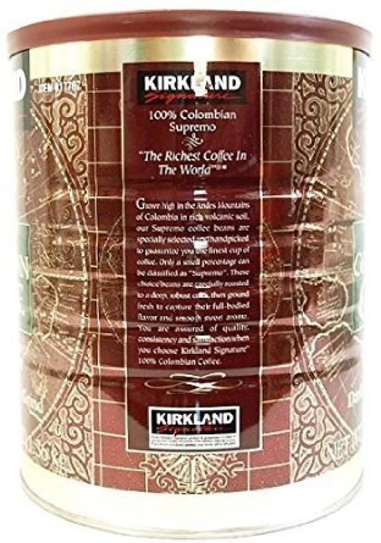 Kirkland Colombian Coffee Powder Cans Regular Coffee Dark Roast Fine Ground X 4 Cans 100% 1.36kg