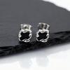 Hiphop Enamel Stud Earrings for Men Boys,Blue Black Stone Irregular Metal Piercing Stud Earring,Simple Unisex Chic Jewelry Gift